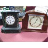 A 1920's Elliot London Mahogany Cased Mantel Clock, with a silver chapter ring, Roman numerals,