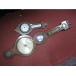 A XIX Century Rosewood Banjo Barometer, having dry/damp gauges, thermometer, Butlers mirror,