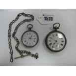 A Hallmarked Silver Cased Openface Pocketwatch, the white (damaged) dial with black Roman numerals