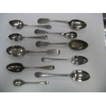 A Set of Three Newcastle Hallmarked Silver Fiddle Pattern Teaspoons, IW, Newcastle 1859,