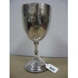 A Hallmarked Silver Trophy Goblet, HH, London 1869, "Durham Agricultural Show 1872 presented by