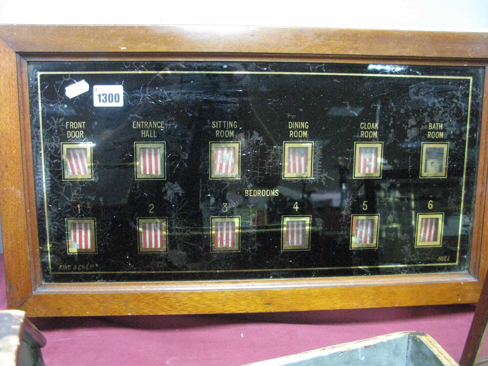 A Victorian Mahogany Framed Servant's Bell Signal Board for a House with Six Bedrooms, supplied by