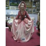 Hertwig & Co Katzhutte Porcelain Figure of Crinoline Lady Wearing a Bonnet, 'H' green house stamp,