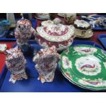 A Pair of XIX Century Booths Ironstone Plates, together with two Chinese Imari style frogs and