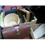 Vintage Briefcase, assorted baskets:- One Box