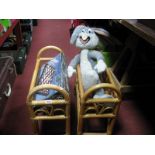 Two Bamboo Planters, Senator Chess Set, 1992 Bugs Bunny soft toy.