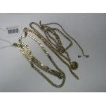 A 9ct Gold Flat Curb Link Chain, of uniform design; together with a modern bracelet, (damaged); a