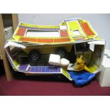 A Sindy Caravan, car, scooter and pram.