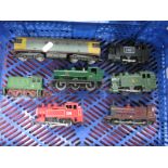 Seven "OO" Gauge/4mm Playworn Unboxed Locomotives, Lima class 26 Bo-Bo Diesel, Jouef 0-4-0 clockwork