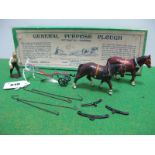 A Mid XX Century Lead Britains No. 6F General Purpose Plough with Two Horses, overall good plus,