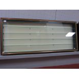 A Modern Glass Fronted Wooden Framed Display Case, four glass shelves, measuring 119cm across,