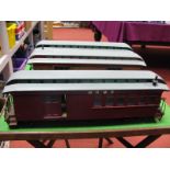 Three "Garden Railway" "O" Gauge USA Outline Unboxed Items Rolling Stock, parcel van, brake coach,