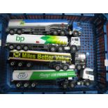 Four Modern Diecast Model Petrol Tankers, by Corgi, Tractor Units, include Scania, MAN, ERF, Asda,