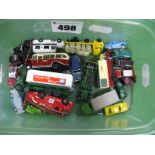 A Quantity of 1:76 and Smaller Vehicles, by Oxford, etc - unboxed cars, lorries, fire engine, coach,