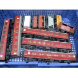 Five Hornby Dublo Plastic Chassis 2/3 Rail, BR maroon MK1 coaches. Two ''Sleeping Cars'' noted- Plus