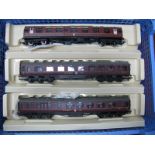 Six Hornby "OO" Gauge/4mm Unboxed Coaches, BR maroon restaurant cars No's M229M and M239M, MKI