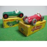 Two Dinky Grand Prix Cars, No. 232 Alfa Romeo, red (faded), racing no. 8, chipping to head, boxed,