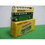 Dinky Toys 290 - Double Decker Bus, cream over green 'Dunlop', overall very good, boxed, small