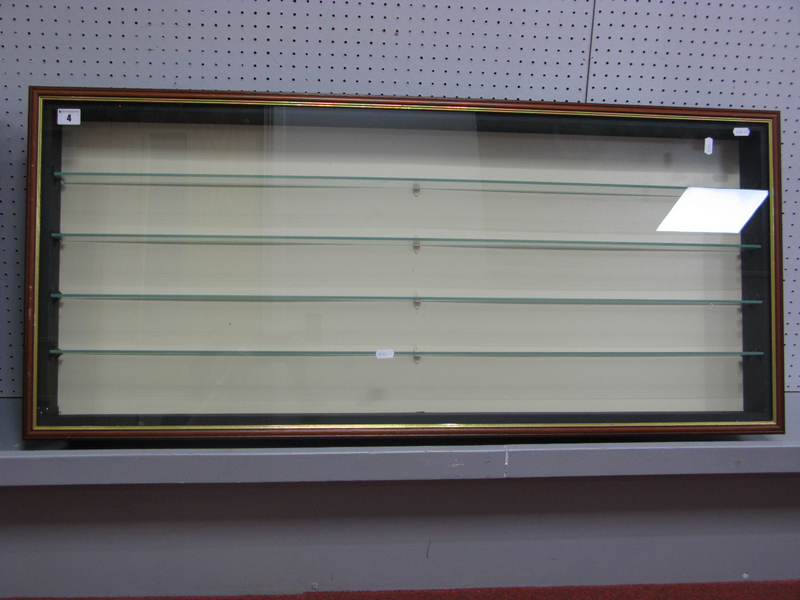 A Modern Glass Fronted Wooden Framed Display Case, four glass shelves, measuring 90cm across, 48.5