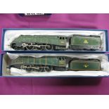 Two Hornby Dublo 3 Rail Class A4 4-6-2 Steam Locomotives and Eight Wheel Tenders, BR green. custom