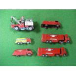 Two Budgie Pluto 'Esso Refuelling' Tankers, two French Dinky 'Esso' Tankers and a Corgi Recovery