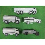 Five Diecast Vehicles, by Morestone and others, sometimes made up, all finished in 'Pool' grey.