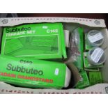 A Quantity of Subbuteo Table Football Items, including team of eleven players (white shirts/navy