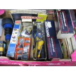 A Quantity of Mainly 1970's Meccano Items, blue and yellow, including a boxed electric motor,