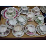 Royal Albert Months of The Year China Tea Cups and Saucers (one lacking March), some second