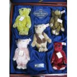 A Modern Steiff British Collectors Baby Bear Set 1994-1998 (Five Jointed Baby Teddy Bears), each