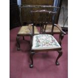 A Set of Seven (Five Single, Two Carver) Mahogany Dining Chairs, circa 1920's, in the Chippendale