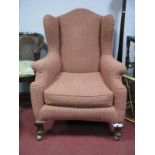 Early XX Century Upholstered Armchair, on cabriole legs, pad feet.