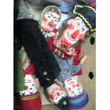 A Collection of XX Century Hand Painted Wooden Carved Puppets, including Punch, Mrs Punch, Policeman