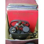 Miranda 10 x 50 Binoculars, cased; together with a quantity of easy listening L.P's including Elvis,