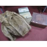 Four Assorted Vintage Shop Haberdashery Boxes, plus a mink jacket by Marshalls of Wilmslow and boy