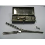 A Pair of Hallmarked Silver Handled Folding Travelling Hair Tongs, Sheffield 1897 (?), in fitted