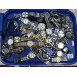 A Selection of Gent's Wristwatches, including Sekonda, Geneva, Rotary etc:- One Tray