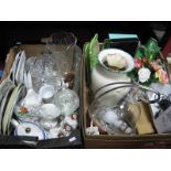 Studio Pottery Bowl, kitchenware, cut glassware, china etc:- Two Boxes