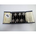 A Set of Six Hallmarked Silver Deimi Tasse Spoons, T&S, Birmingham 1961, each highlighted in black