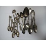 A Set of Four Irish Hallmarked Silver Fiddle Pattern Teaspoons, EP, Dublin 1831 also stamped "TWY+",