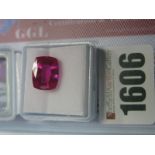 A Cushion Cut Pink Sapphire, unmounted; together with a Global Gems Lab Certificate card stating