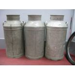 Three Large Aluminium Milk Churns, lacking lids, stamped 'Barnsley British Co-Op, 'Express Diary