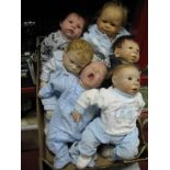 Dolls - Sigikid and others primarily in blue clothing. (6)