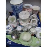 Poole Traditional Design Jug, egg cups, dish, Royal Albert 'Moonlight Rose', jars and cover, Carlton