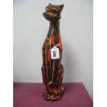 Anita Harris Pottery Figure 'Hugo the Egyptian' Hot Coals Cat, silver signed by the designer, 41cm
