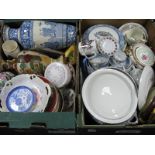 Various Ceramics - blue and white vase, dinner wares, ginger jar etc:- Two Boxes