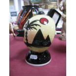 A Lorna Bailey Half Orb Shaped Teapot in the 'Pyramids' Design, 18cm high.