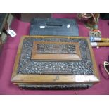 A XIX Century Indian Box, with applied carved top and sides, together with a XIX Century black