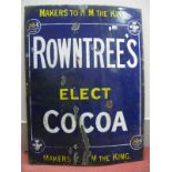 Advertising Vintage Enamel Sign for 'Rowntree's Elect Cocoa, Makers to H.M The King', 101.5cm x 76.