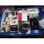 Assorted Costume Jewellery, including clip earrings, imitation pearls, compact mirror, ladies